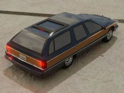Low Poly 1992 Buick Roadmaster Estate Wagon Rigged Low-poly 3D model