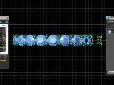 U Shaped Eternity Ring 3 point 5 mm stone size swiss 17 and EU57 3D print model
