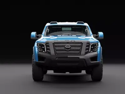 Nissan 4x4 Car Metallic Blue Low-poly 3D model