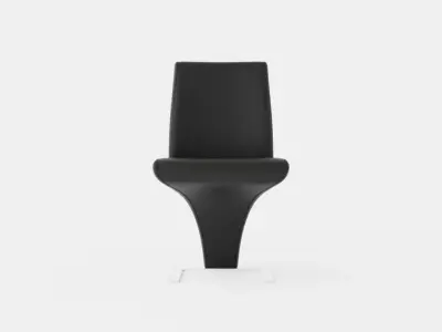 Zion Dining Chair Artificial Leather Black Chrome Low-poly 3D model