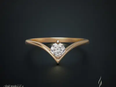 Engagement ring 3D print model 13