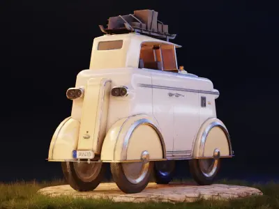 Retro car Low-poly 3D model