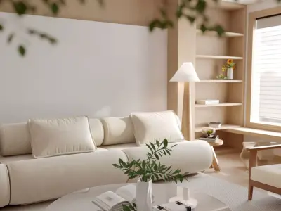 Modern living room dining room interior scenes 123 3D model