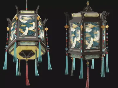 Chinese lanterns Low-poly 3D model