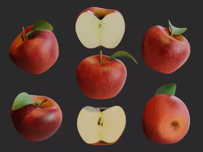 Red Apple Low-poly 3D model