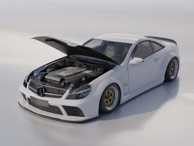 CAR - Mercedes sl65 amg with interior Low-poly 3D model