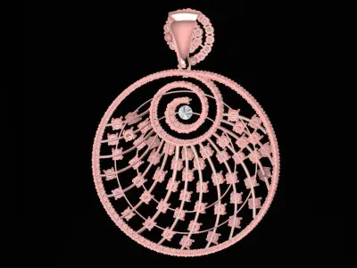 Luxury Spiral Diamond Pendant 3D Model 900 3D print model