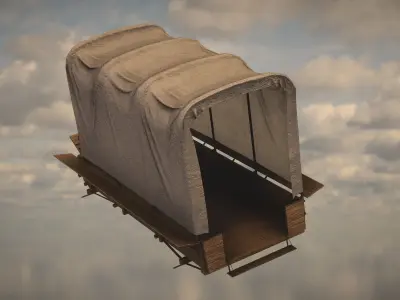 Western Wagon Low-poly 3D model