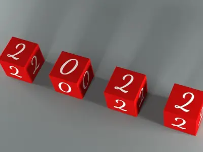 Decorative cubes 2022 Red Low-poly 3D model