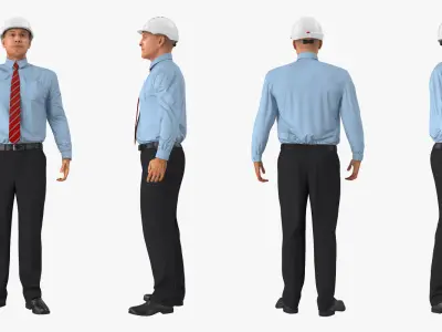 Construction Engineer in Hardhat Rigged for Maya 3D model