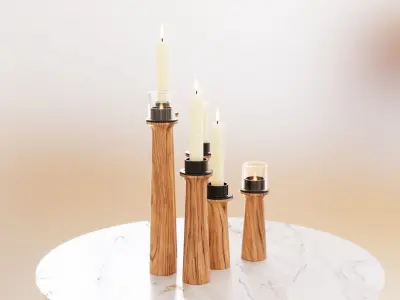 Wooden candle holders 3D model