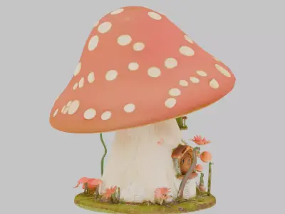 Mushroom house  Low-poly 3D model