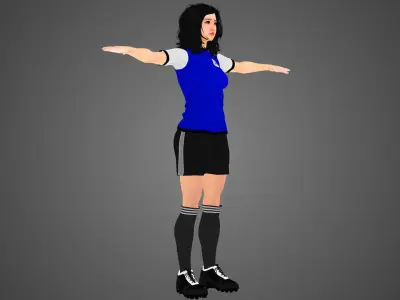 Asian Football Soccer Player Female 3D model