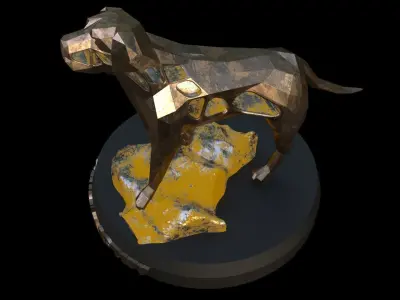 Steampunk English Mastiff Rock Low-poly 3D model