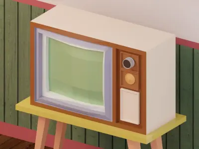Vintage Living Room  Low-poly 3D model
