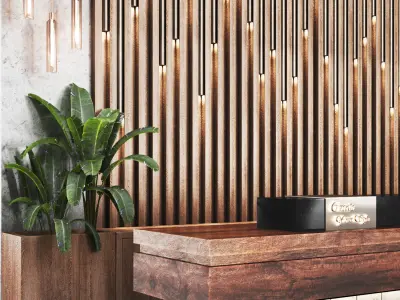 Reception 08 entrance lobby counter Low-poly 3D model