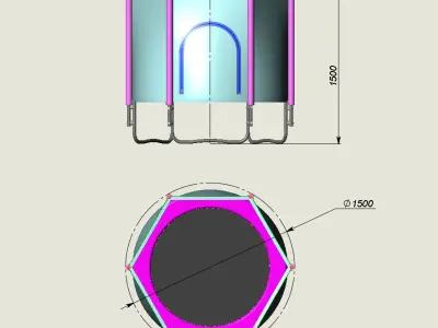 Trampoline for Sport and Fitness150x150cm 3D model