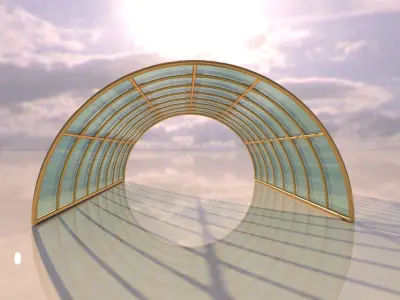 Structure with connections arched architectural space frame 3D model