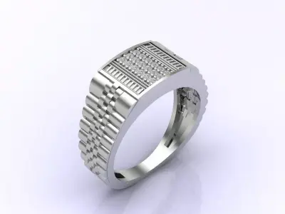 Print Ready STL 3DM  Gents Rings Diamond Men Ring  3D print model 91