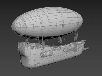 AirShip hot air balloon Low-poly 3D model