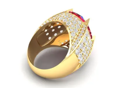 Luxury Ruby and Diamond Statement Ring for Men 184 3D print model