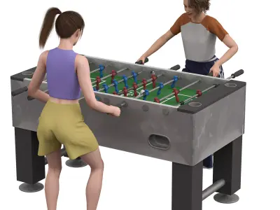 Girl Foosball - Characters Playing Foosball Low-poly 3D model