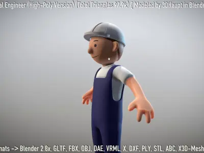 Electrical Engineer High-Poly Version Not Rigged 3D model