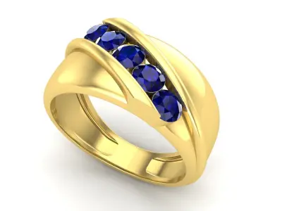 AV 546 5 Stone mens wedding ring   3D print model