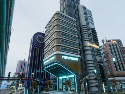 SCIFI ATOMPUNK BUILDING 07 Low-poly 3D model