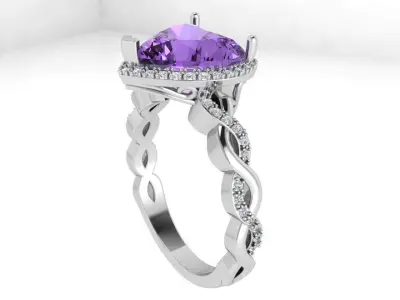 Heart Halo Twisted Ring 3410 3D print model