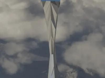 Silver Futuristic Cubic Structure Pillar Low-poly 3D model