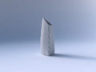 Vase tipped triangle with twisted diagonal grid bulges 3D print model