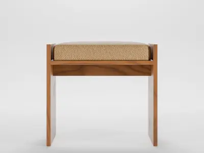 Wooden bench with cushions Low-poly 3D model