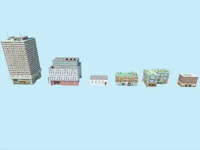 city buildings pack Low-poly 3D model