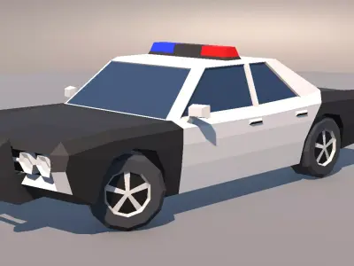 Low Poly Muscle Car Police Cruiser MOBILE READY Low-poly 3D model