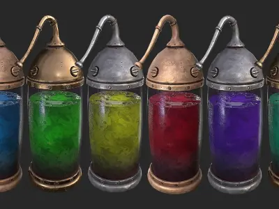 Medieval Laboratory Furniture Set Low-poly 3D model