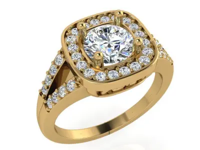 Square Halo Split Shank Ring 3560 3D print model