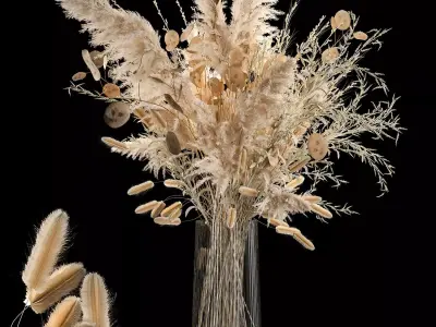 Luxury bouquet of reeds pampas grass and dried flowers 237 3D model