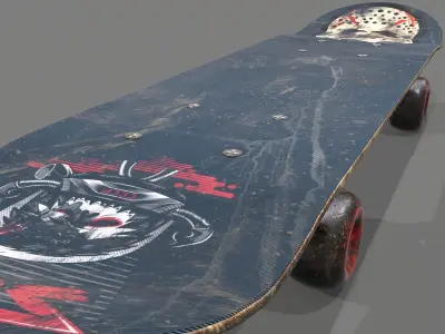 Skateboard with graffiti Low-poly 3D model