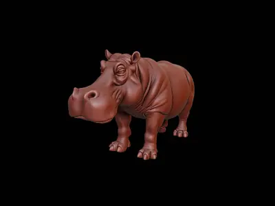 Hippopotamus Animal Sculpture 3D print model