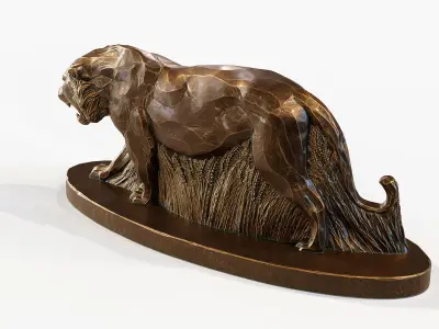 Tiger in the field Decorative Sculpture  3D print model
