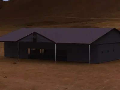 Pavilion house in middle of desert 3D model