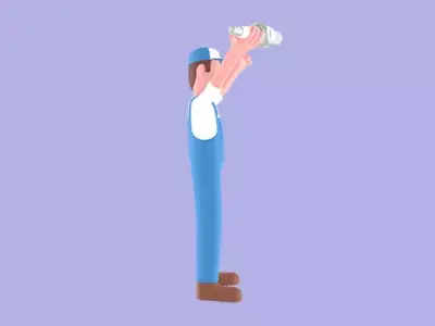 Stylized 3D Mechanic Character - Angry Spark Plug Pose 3D model