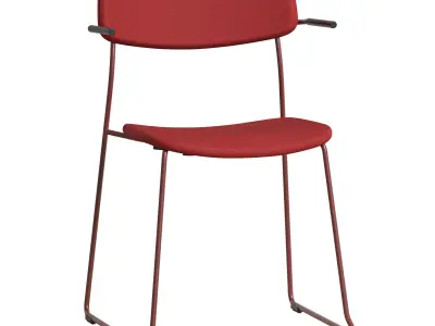 Ella Chair with Sled Base Short Armrest Upholstered by Martela 3D model