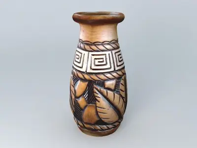 Jarron vase with leaves Free 3D model