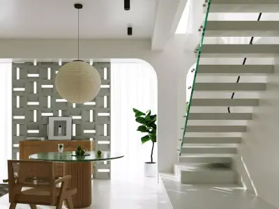 Mid Century interior scene 3D model