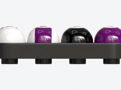 Billiard Pool Ball Set with Tray 3D model