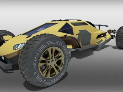 Car 4x4 with dirty look rigged Low-poly 3D model