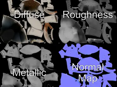 Medieval Knight Helmet Model Pack with PBR Textures Low-poly 3D model