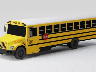 Low Poly Bus School Low-poly 3D model
